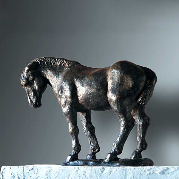 polychrome terracotta, figurative sculpture of horse by elizabeth patrick