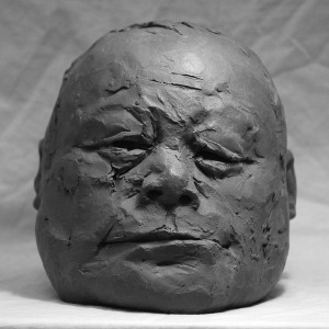 portrait head clay sculpture of old man